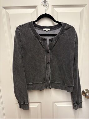 Z Supply Charcoal Gray Button-Front Cotton Cardigan